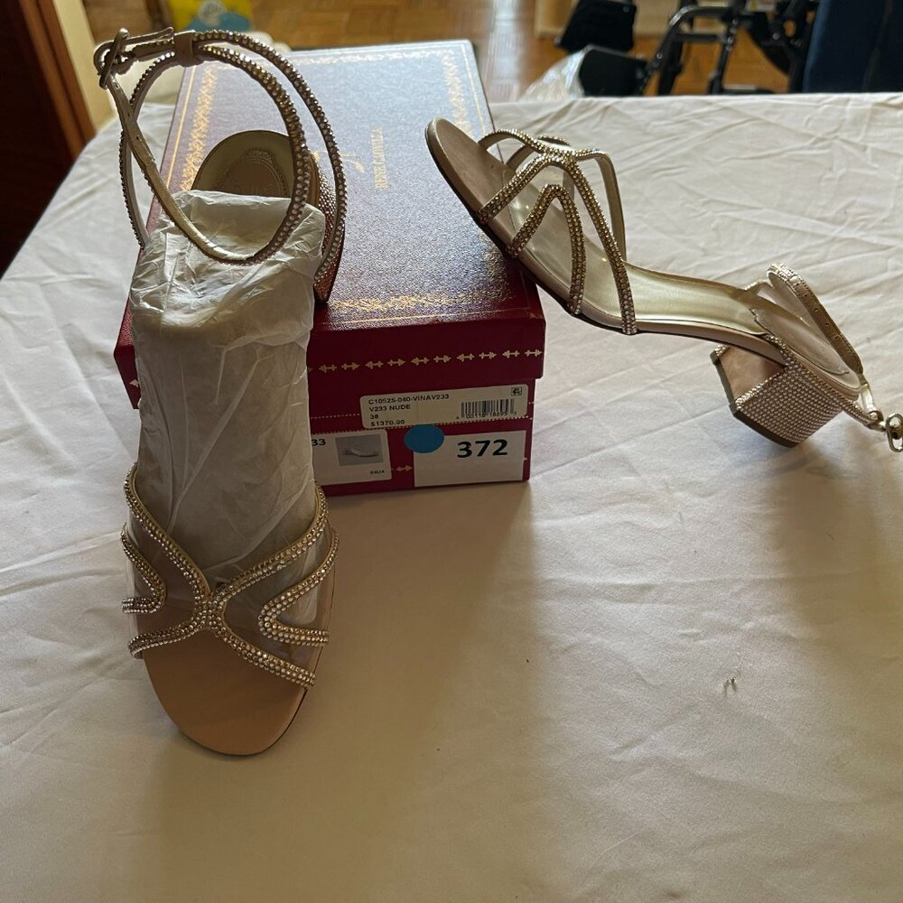 Rene Caovilla Nude Satin Crystal shoe.